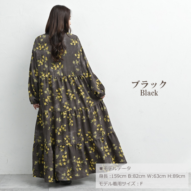 一枚で華やかに決まるぼかし花柄マキシワンピース19