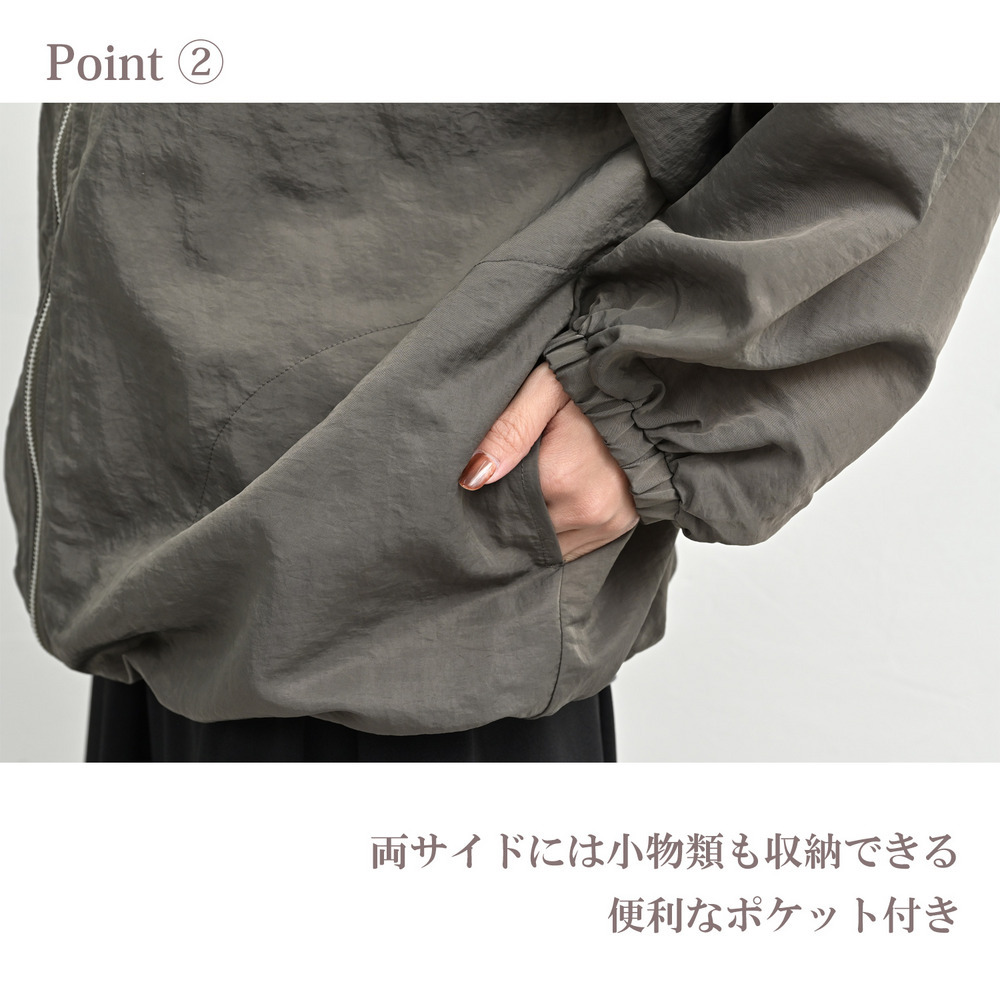 軽やかシアー素材の撥水ナイロンパーカー8