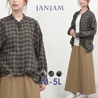 裾イン風フロントタック×シアーチェックで魅せる体型カバーシャツ