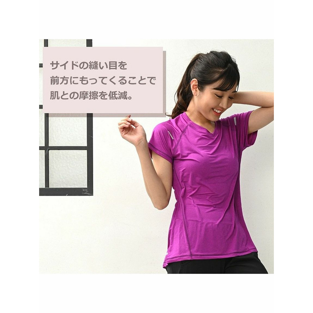 【大きいサイズスポーツウエア】トップスTシャツ半袖スポーツウェアVネックストレッチヨガウェアジムウェア　大きいサイズ レディース5