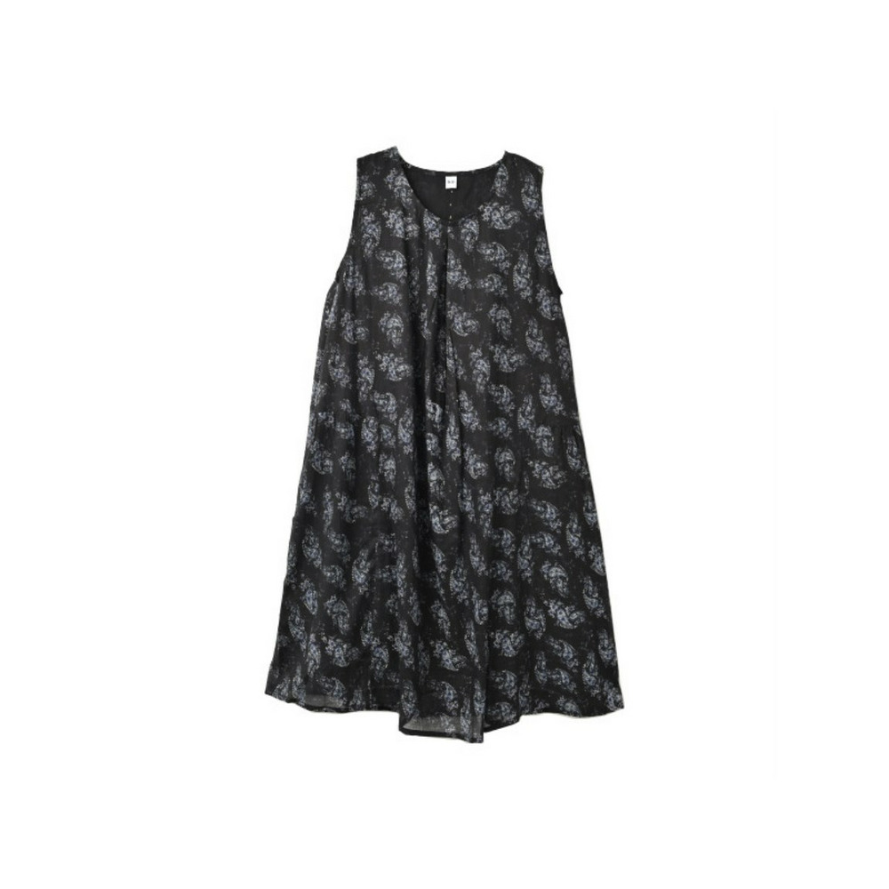 大きいサイズ レディース Aラインワンピース ペイズリー柄 ノースリーブ ロング丈21