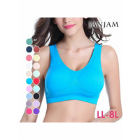 ノンワイヤーで金具もフックも無し！ストレッチ性抜群のスポーツブラジャー　大きいサイズ 下着