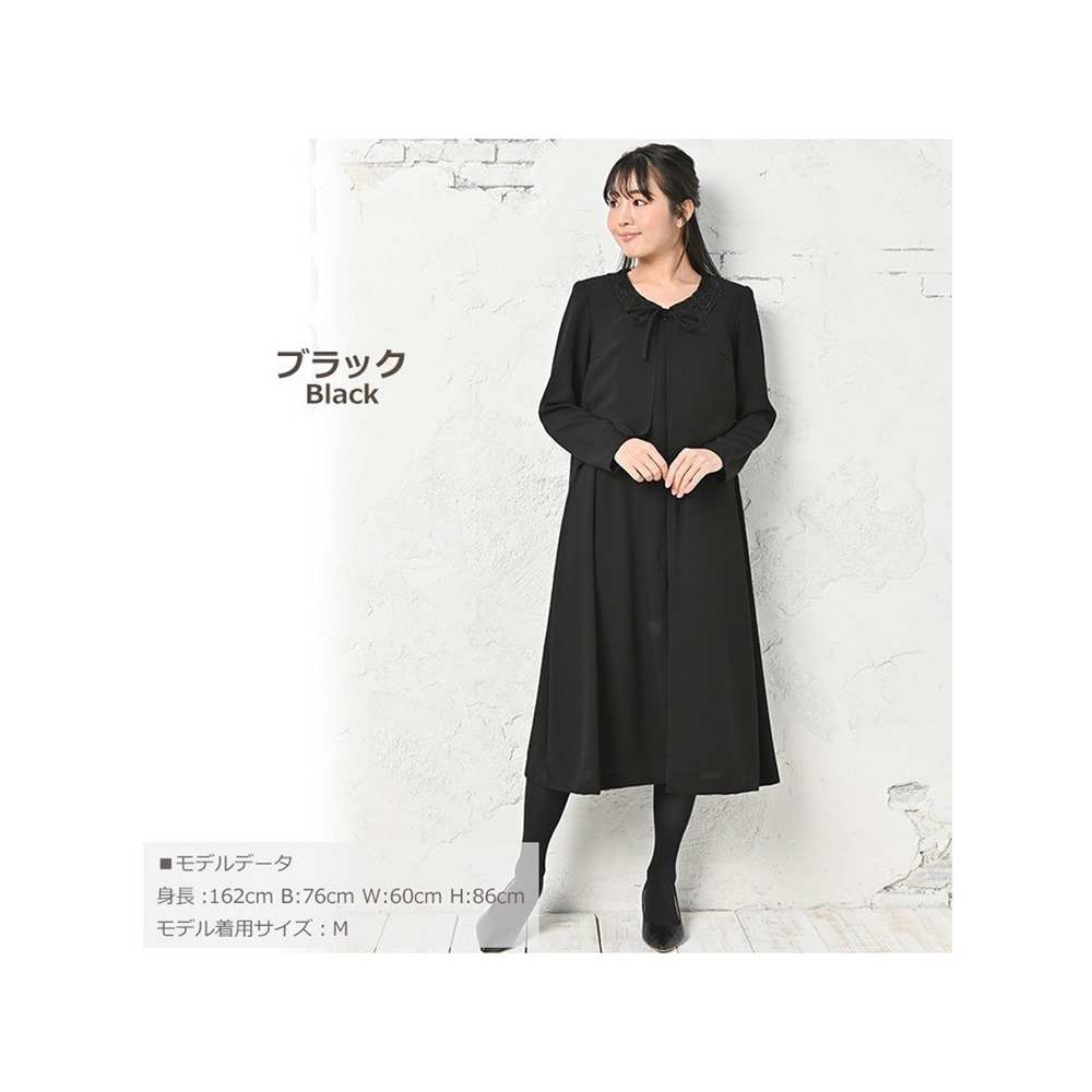 シフォンのボレロを羽織ったような、フェイクデザインのアンサンブル風万能フォーマルワンピース 大きいサイズ レディース11