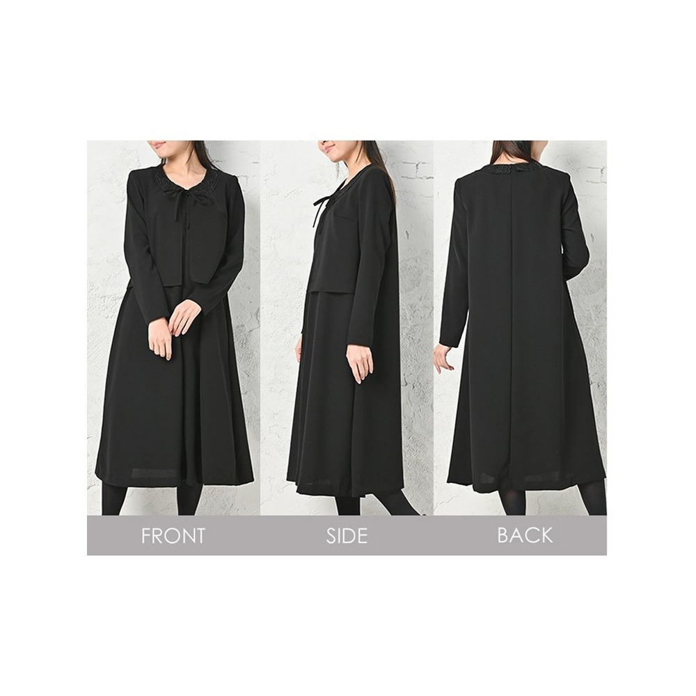 シフォンのボレロを羽織ったような、フェイクデザインのアンサンブル風万能フォーマルワンピース 大きいサイズ レディース17