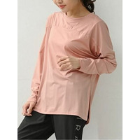 手の甲までしっかり覆う指穴デザインは日焼け対策にも。メッシュ切り替え長袖Ｔシャツ　大きいサイズ レディース