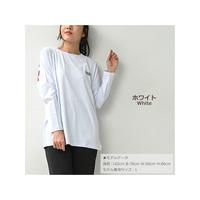 パッと目を惹くBIGロゴプリントで華奢魅せも叶うロングTシャツ　大きいサイズ レディース