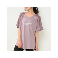 メッシュ切り替えの程よい肌見せが涼しげなＶネックＴシャツ　大きいサイズ レディース
