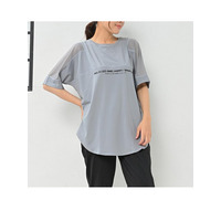 メッシュ切り替えで熱がこもりにくい通気性抜群の半袖Tシャツ　大きいサイズ レディース