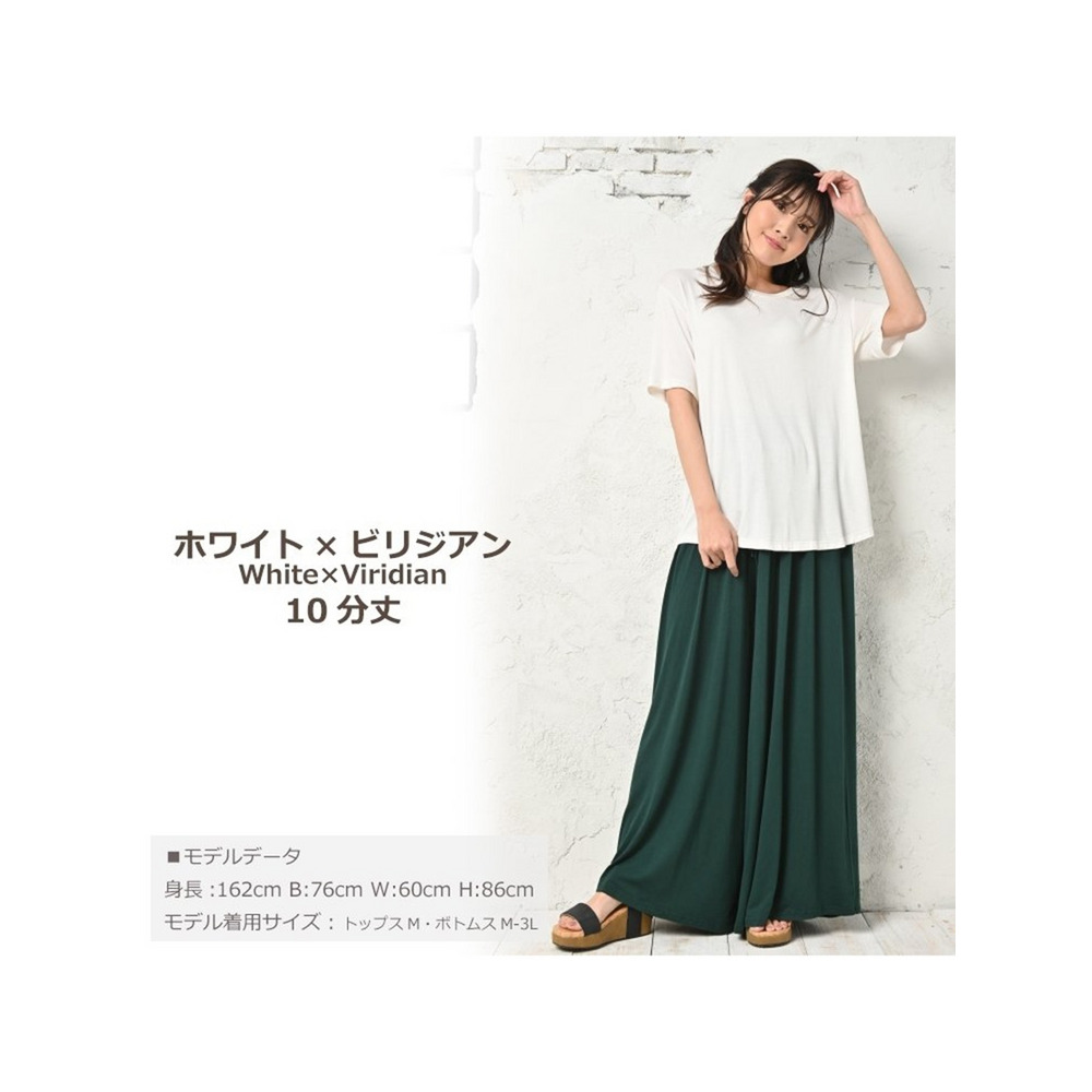 Tシャツ+ガウチョセット 大きいサイズ レディース1