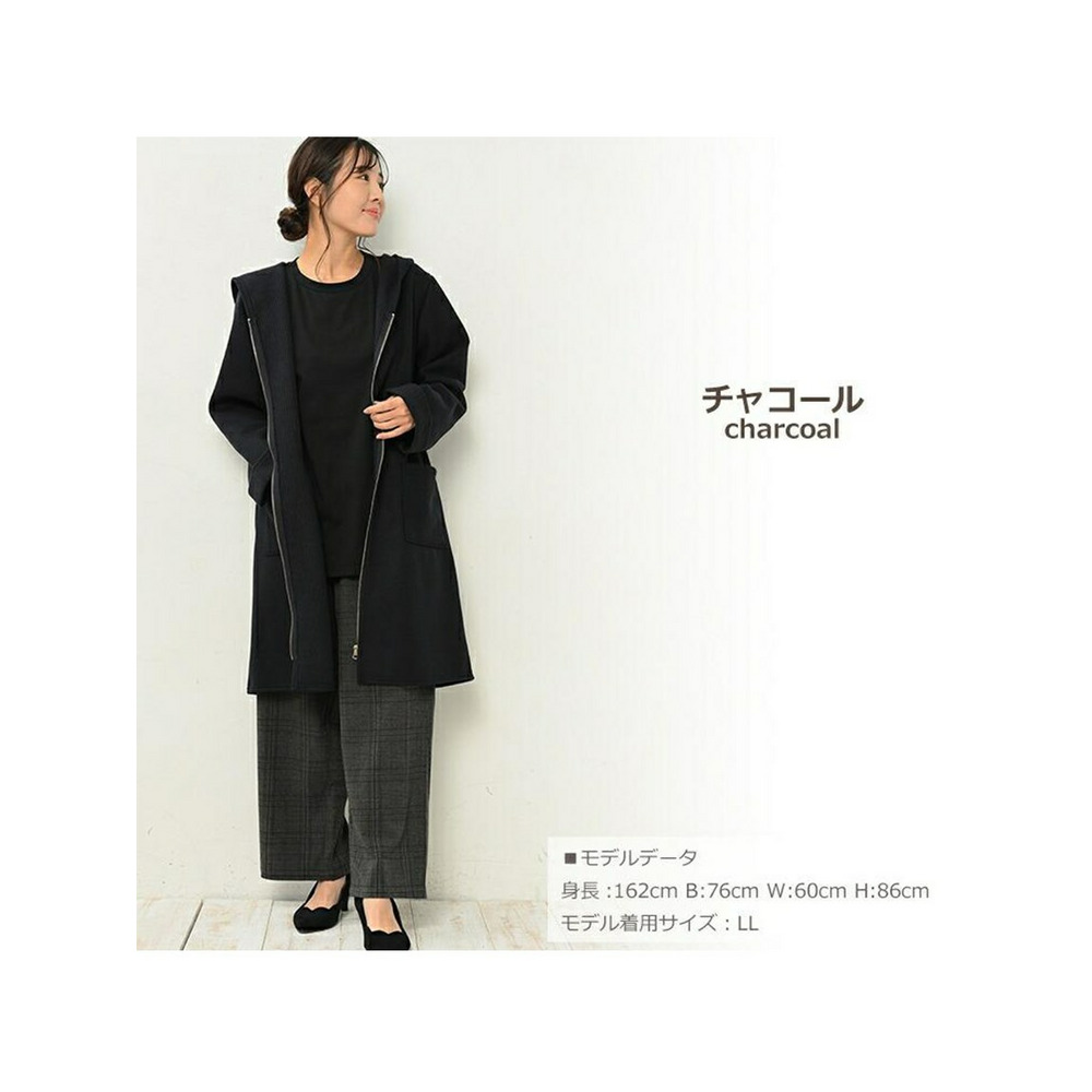 優しい肌触りの質感と適度な張りが魅力。チェック柄ワイドパンツ。 大きいサイズ レディース15