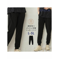 控えめメッシュ切り替えデザインで通気性◎ジョガーパンツ　大きいサイズレディース