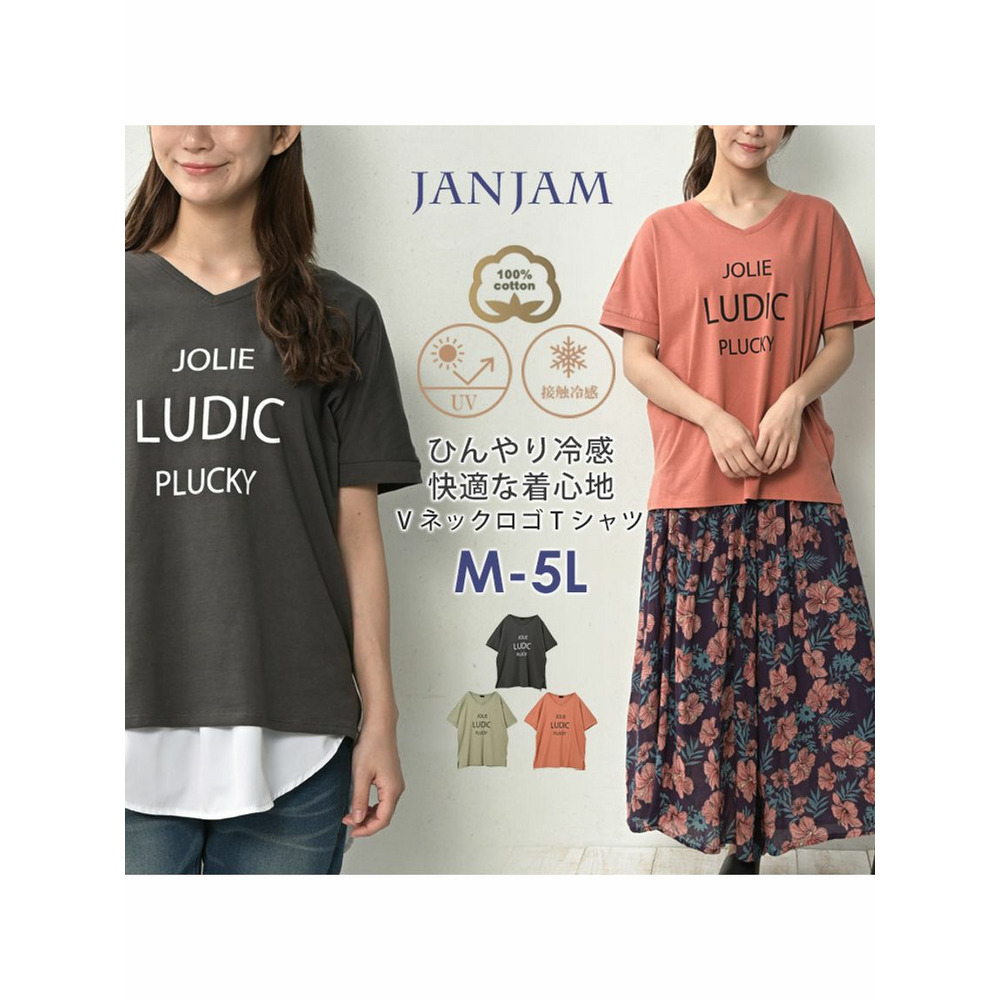 ひんやり快適な着心地のVネックロゴTシャツ2