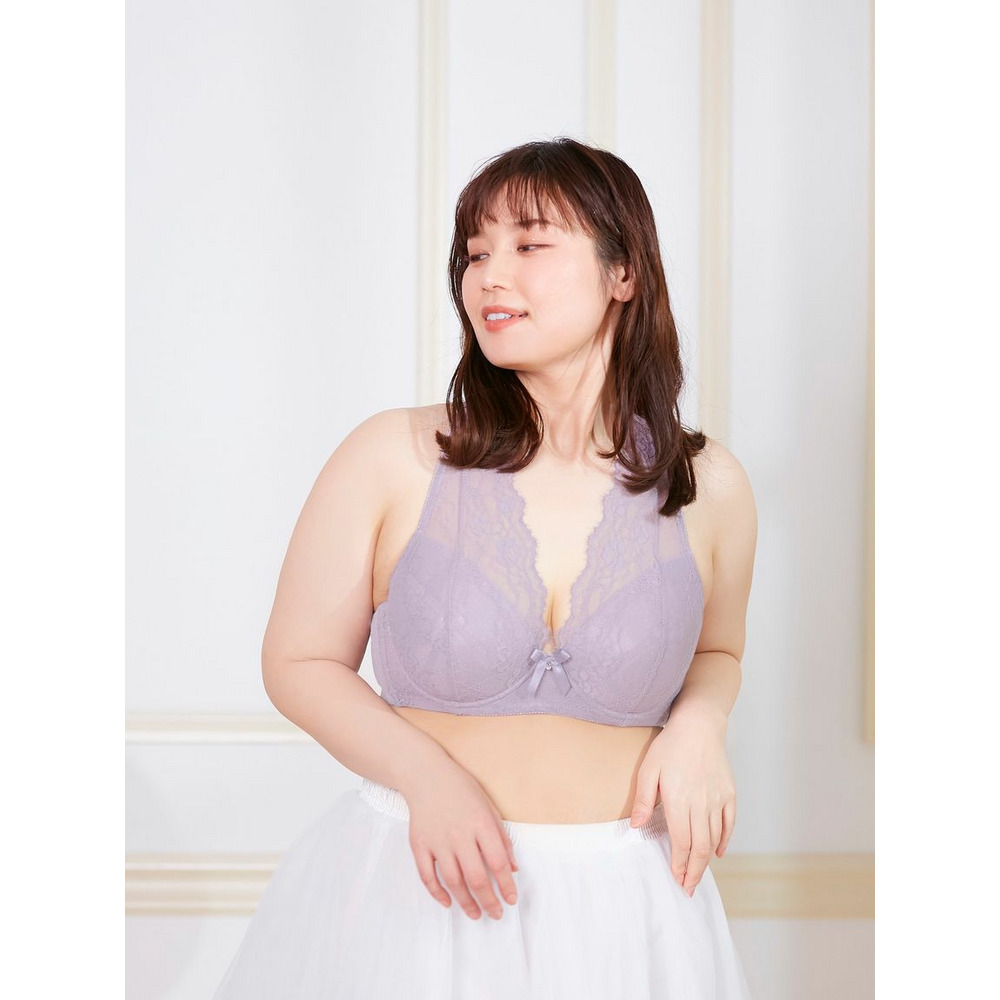 【Lingerie×グラマープリンセス】しっかりホールド・美胸キーパーフルカップブラ グレー 1