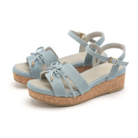 la farfa SHOESリボンストラップウエッジサンダル637 4E
