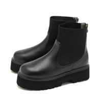 la farfa SHOES 厚底ニットコンビブーツ 593 4E