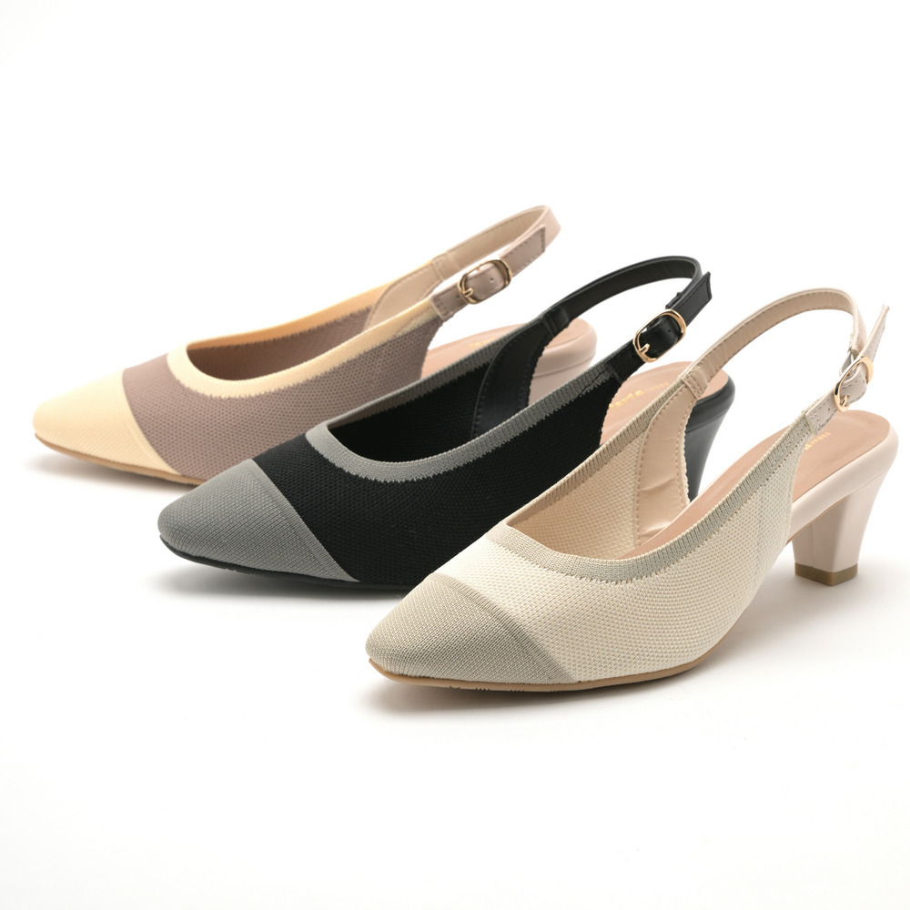 la farfa SHOES 5.5㎝ニットバックストラップパンプス 700 4E