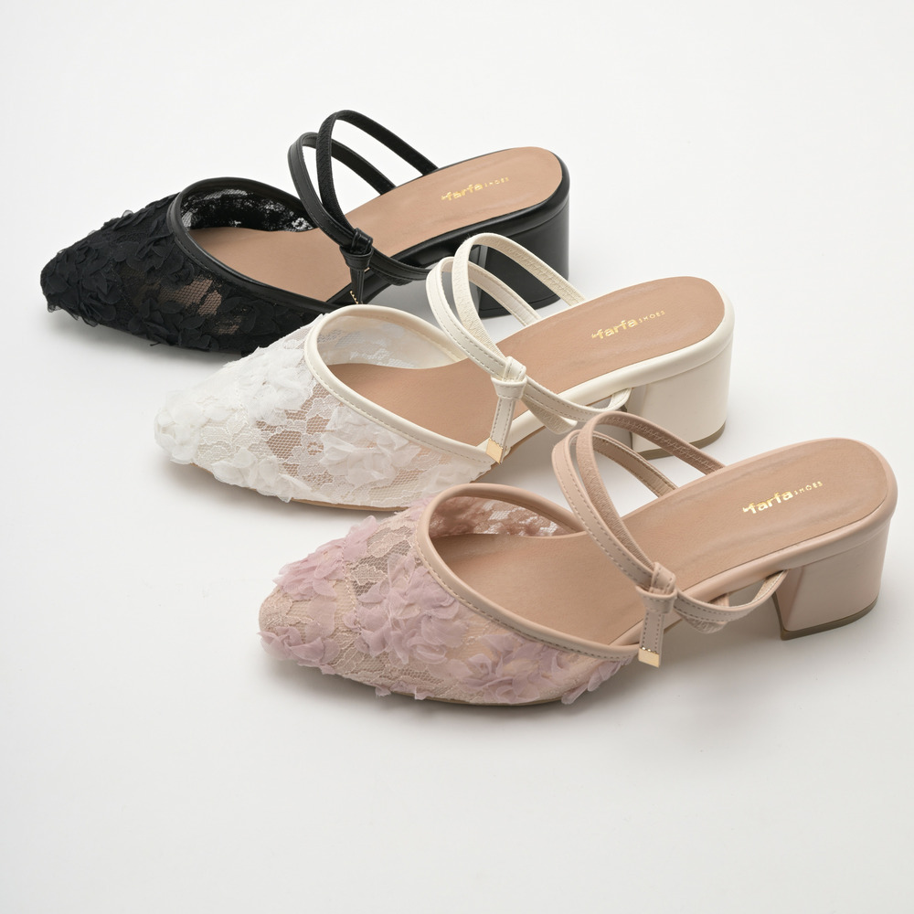 la farfa SHOES5.5cm花チュールミュール114 4E