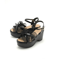 la farfa SHOES7.5cmフリルリボン厚底サンダル8814 4E