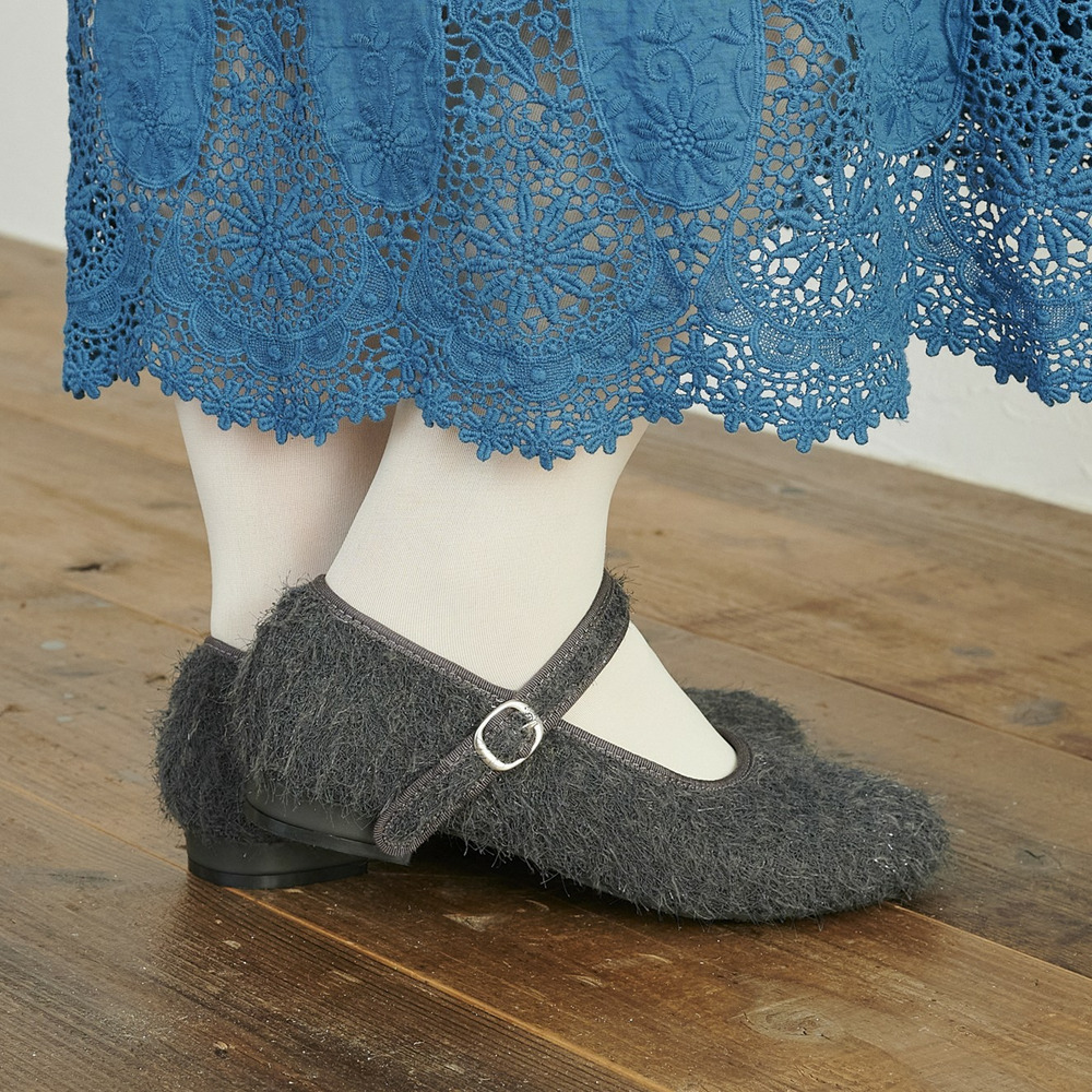 la farfa SHOES 1.0cmヒール ラウンドもけもけストラップ835 4E5