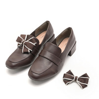 la farfa SHOES 4.0cmヒール 取り外しリボンローファー391 4E