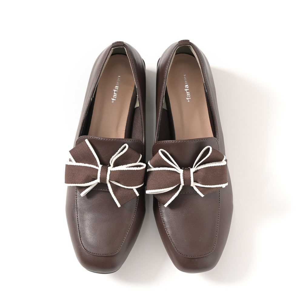 la farfa SHOES 4.0cmヒール 取り外しリボンローファー391 4E10