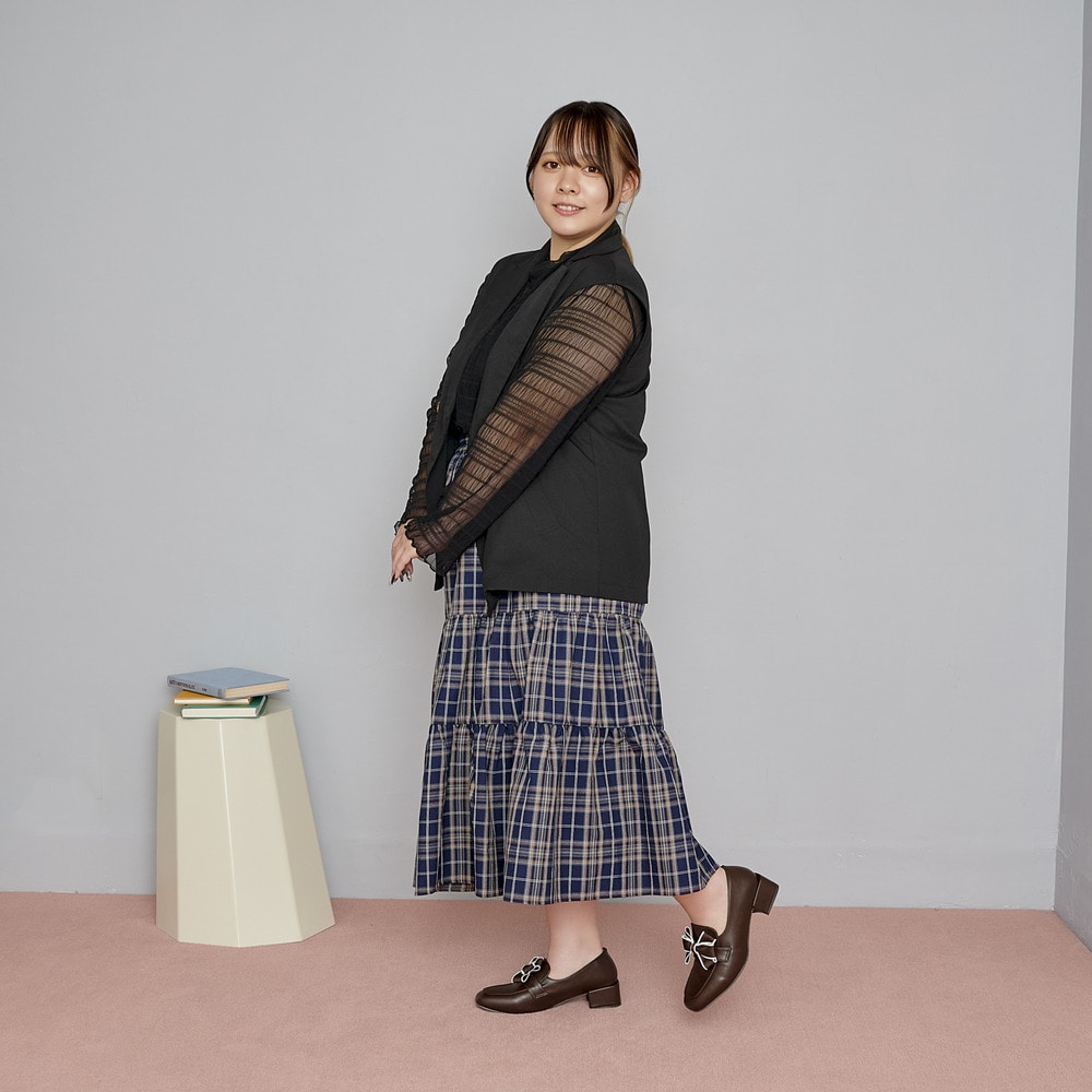 la farfa SHOES 4.0cmヒール 取り外しリボンローファー391 4E4