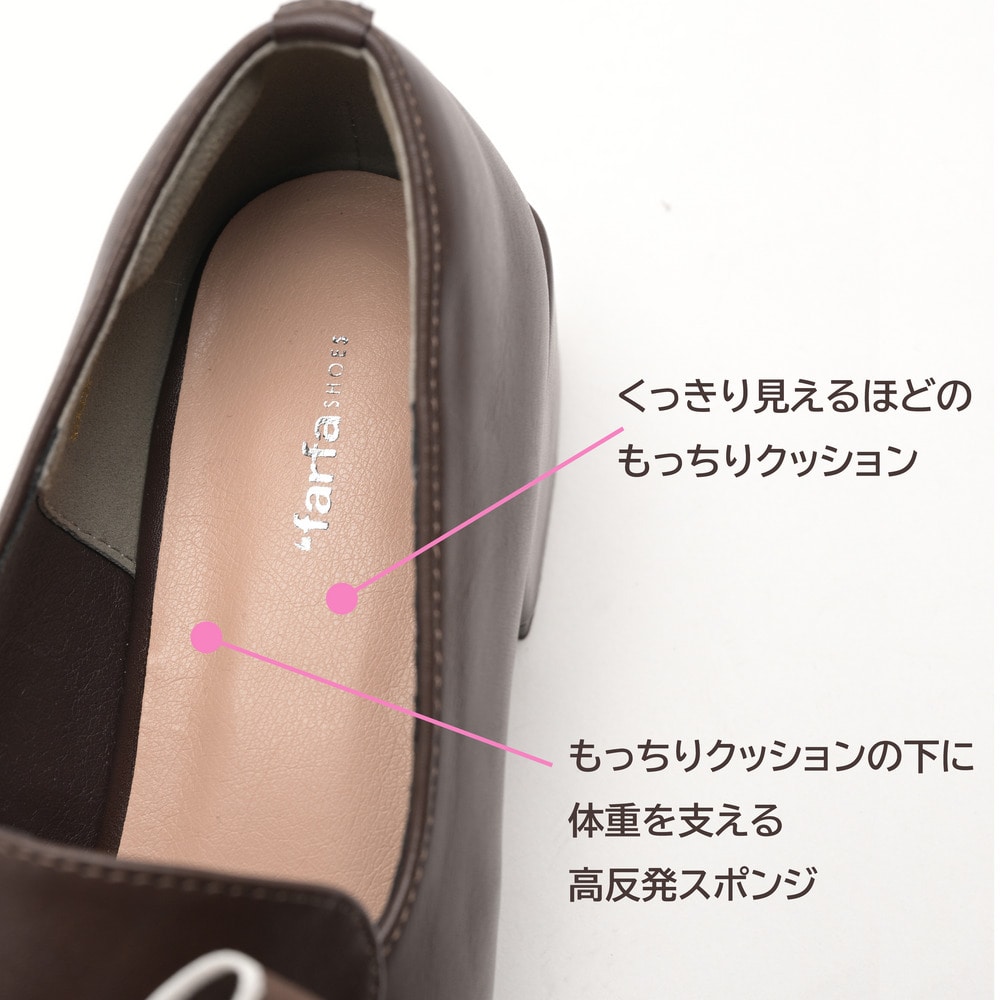 la farfa SHOES 4.0cmヒール 取り外しリボンローファー391 4E6
