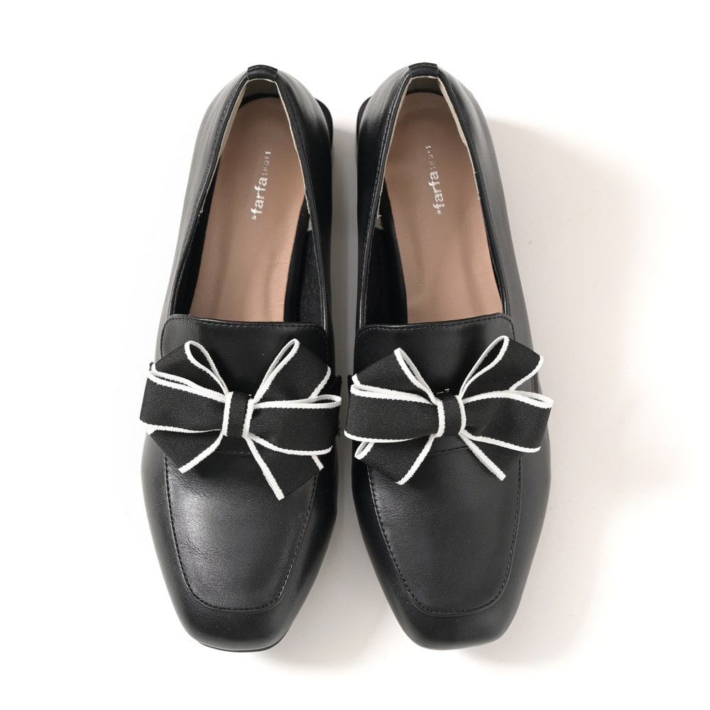 la farfa SHOES 4.0cmヒール 取り外しリボンローファー391 4E9