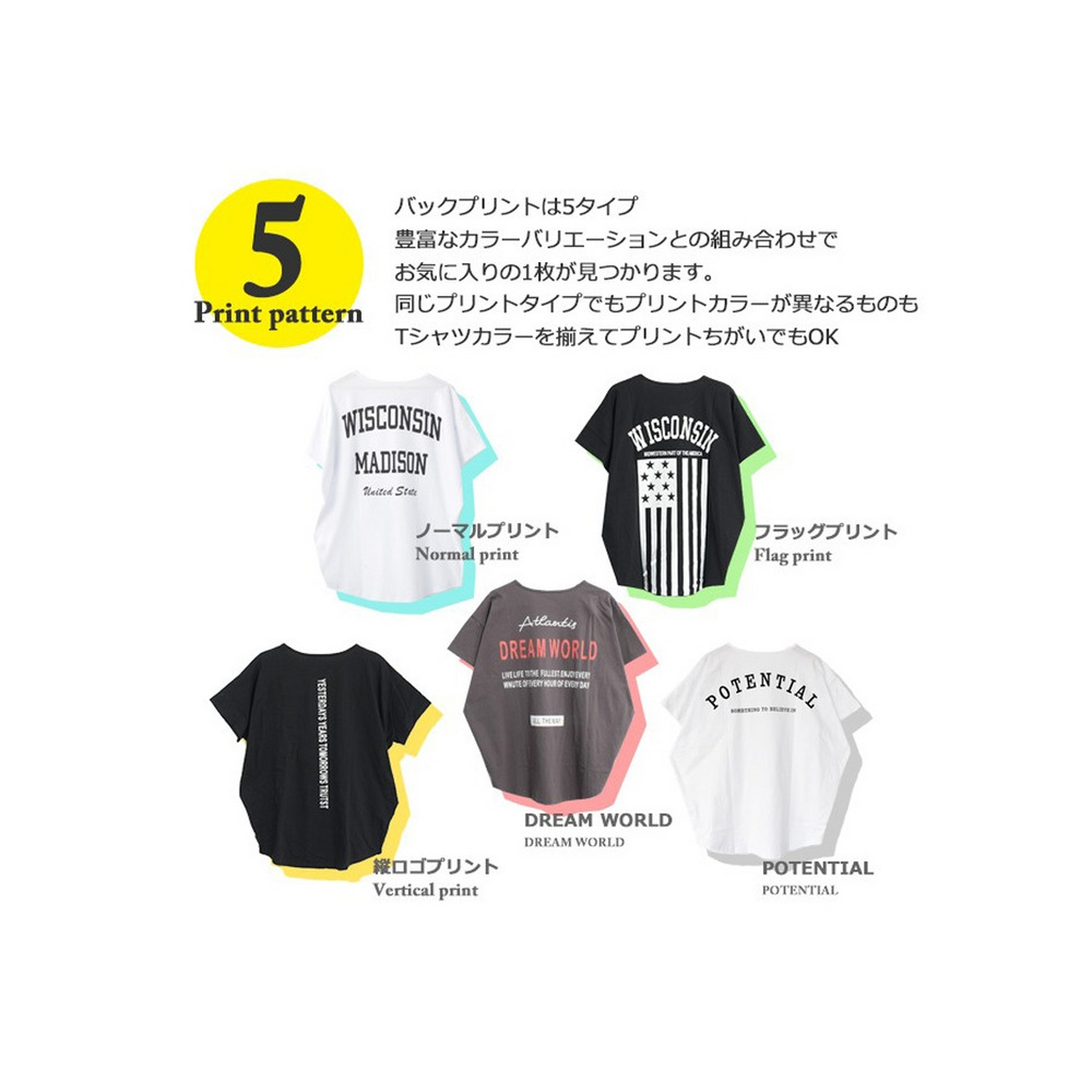 トレンドオーバーサイズが可愛いバックプリントロゴロング丈Tシャツ　大きいサイズ レディース19