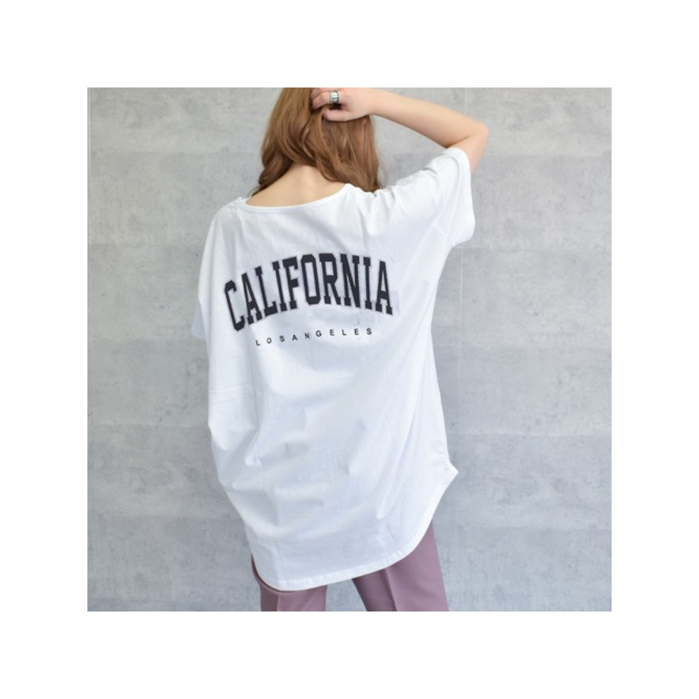 オーバーサイズが可愛いフェルトマリエッタオリジナルTシャツ　大きいサイズ レディース ホワイト(California) 1