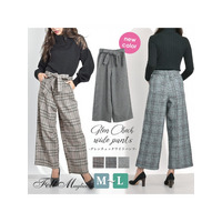 グレンチェックワイドパンツ　大きいサイズ レディース