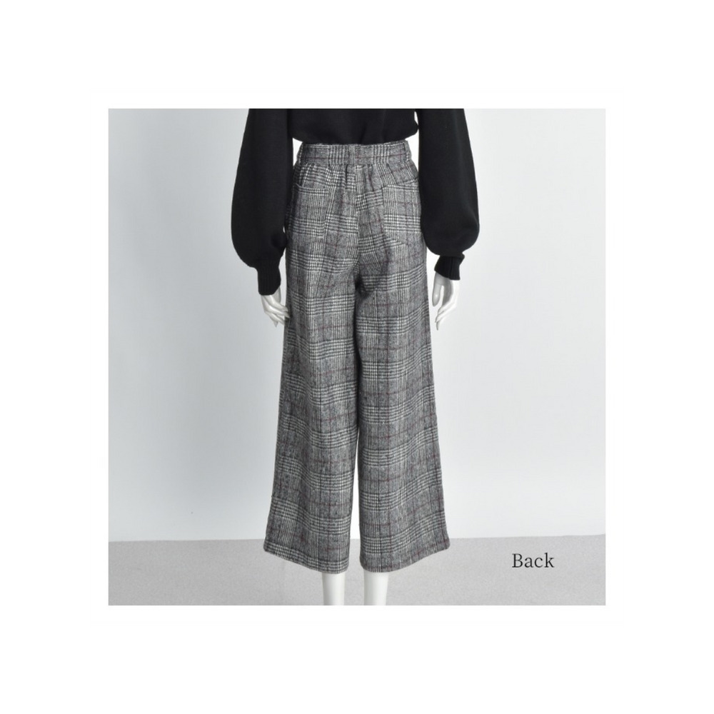 グレンチェックワイドパンツ 大きいサイズ レディース10