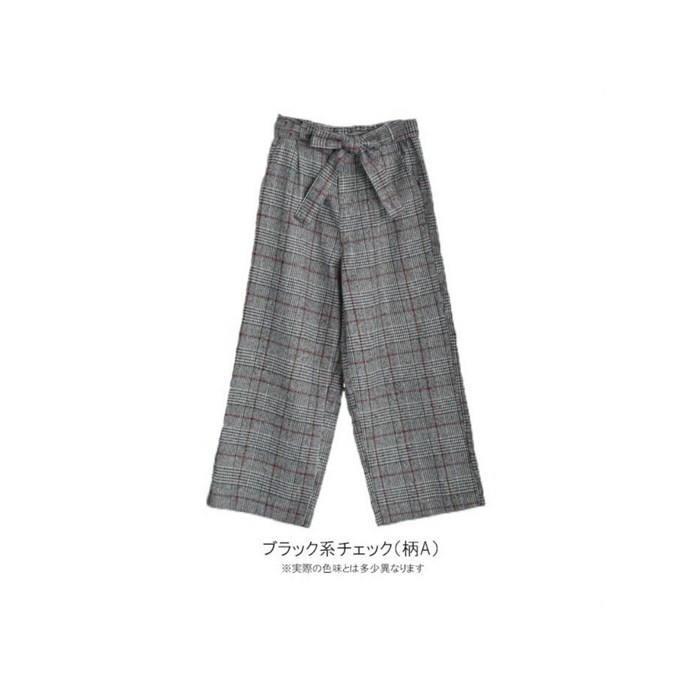 グレンチェックワイドパンツ 大きいサイズ レディース1
