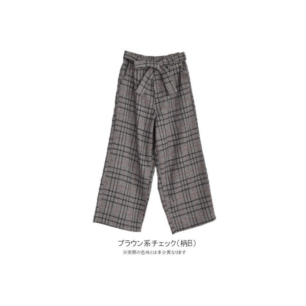 グレンチェックワイドパンツ 大きいサイズ レディース1