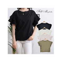 袖ダブルフリルTシャツ　大きいサイズ レディース