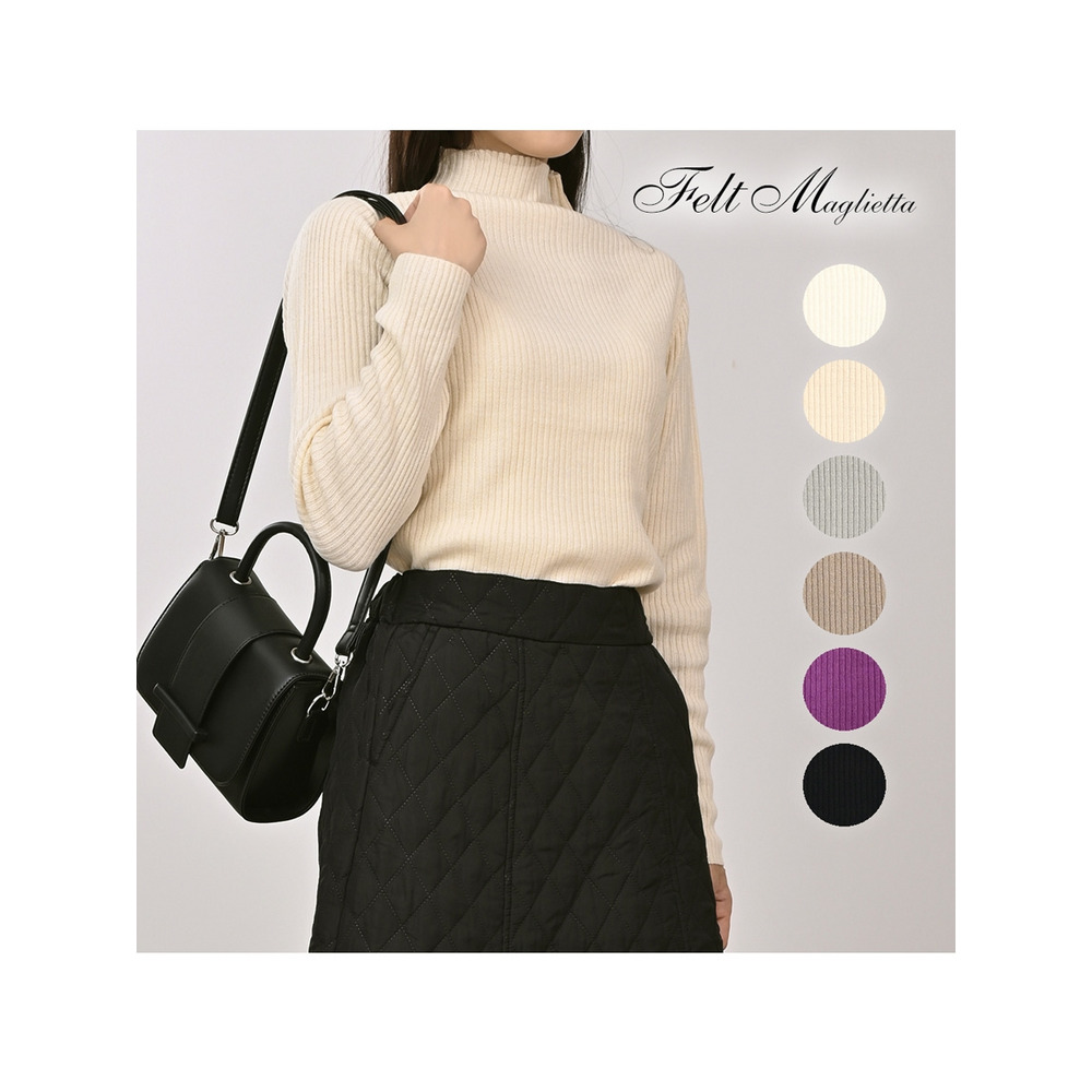 モックネックリブニット 大きいサイズ レディース1