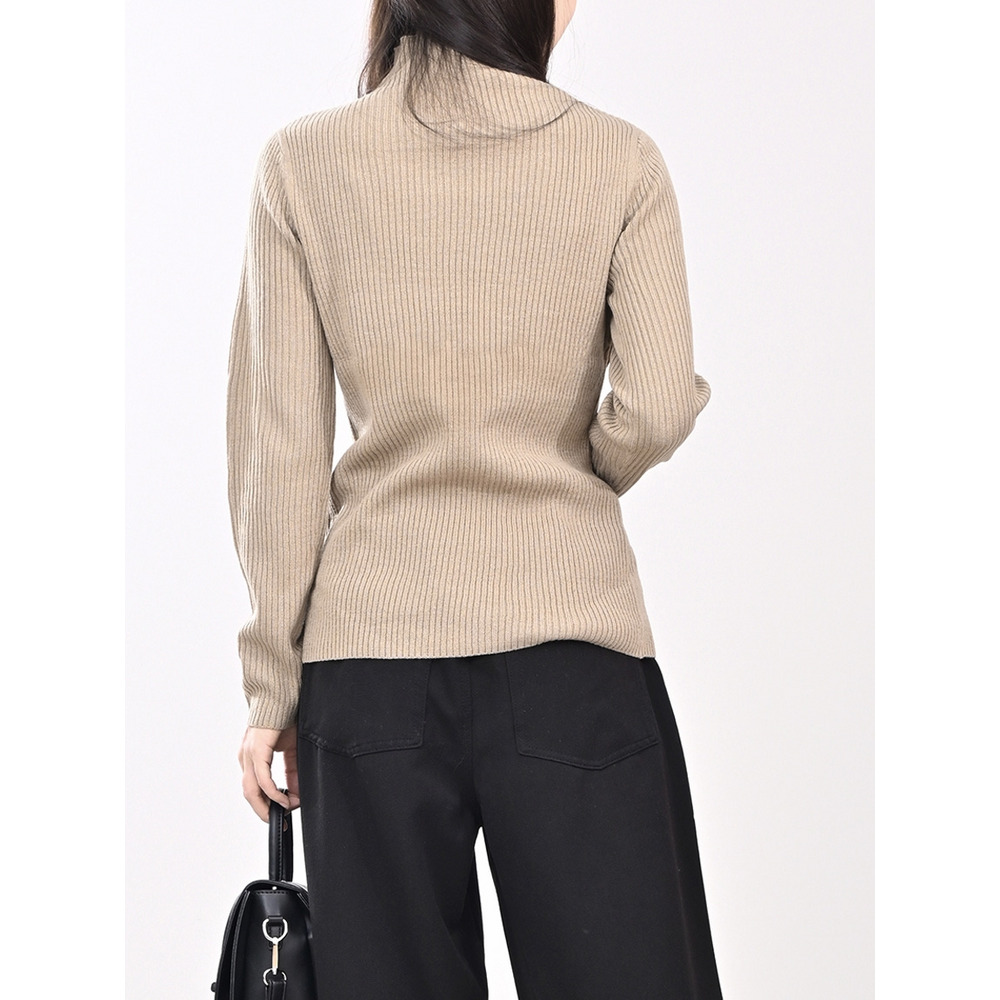 モックネックリブニット 大きいサイズ レディース23