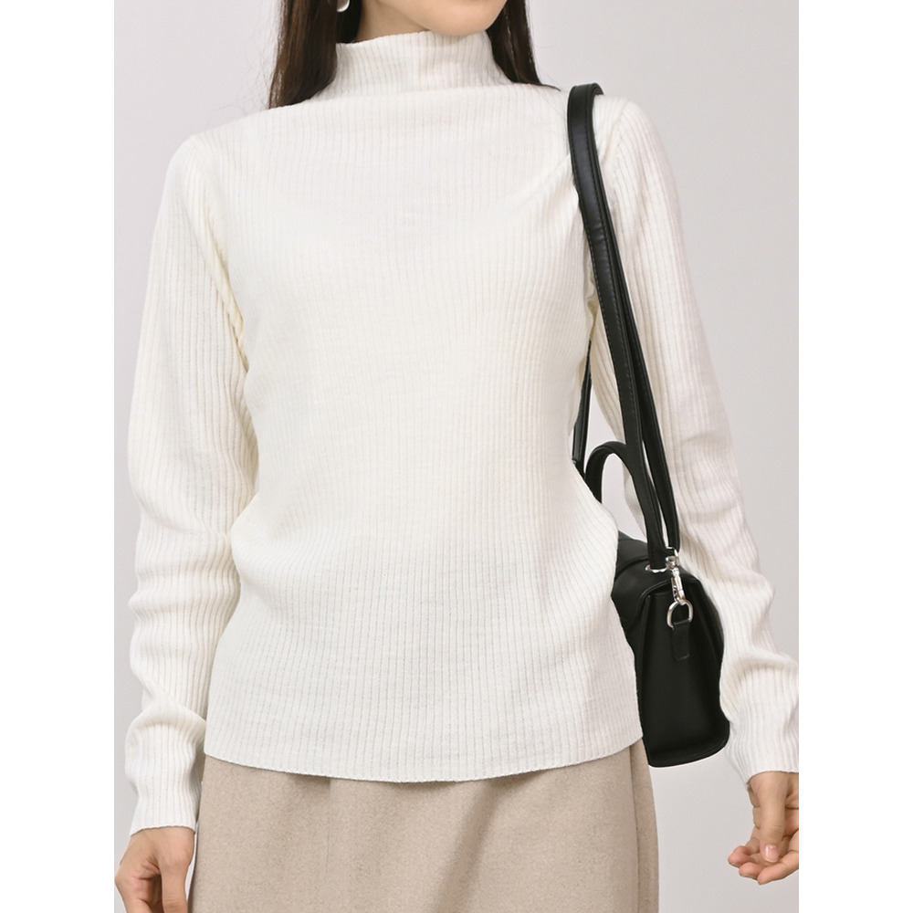 モックネックリブニット 大きいサイズ レディース1