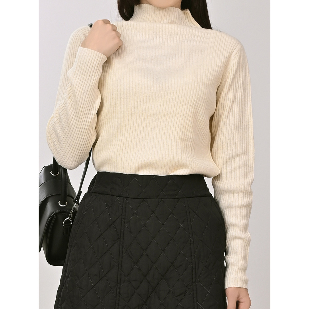 モックネックリブニット 大きいサイズ レディース1