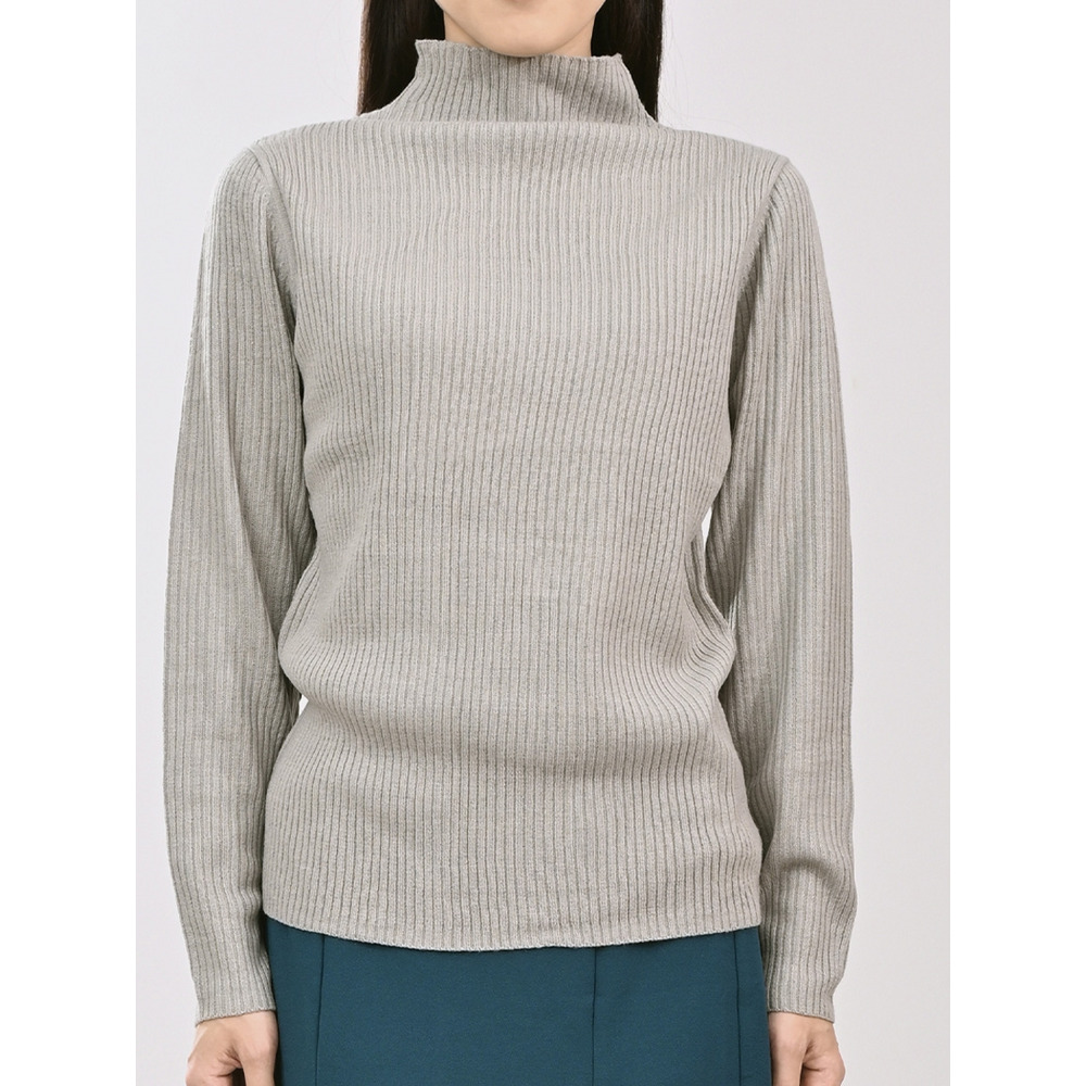 モックネックリブニット 大きいサイズ レディース1