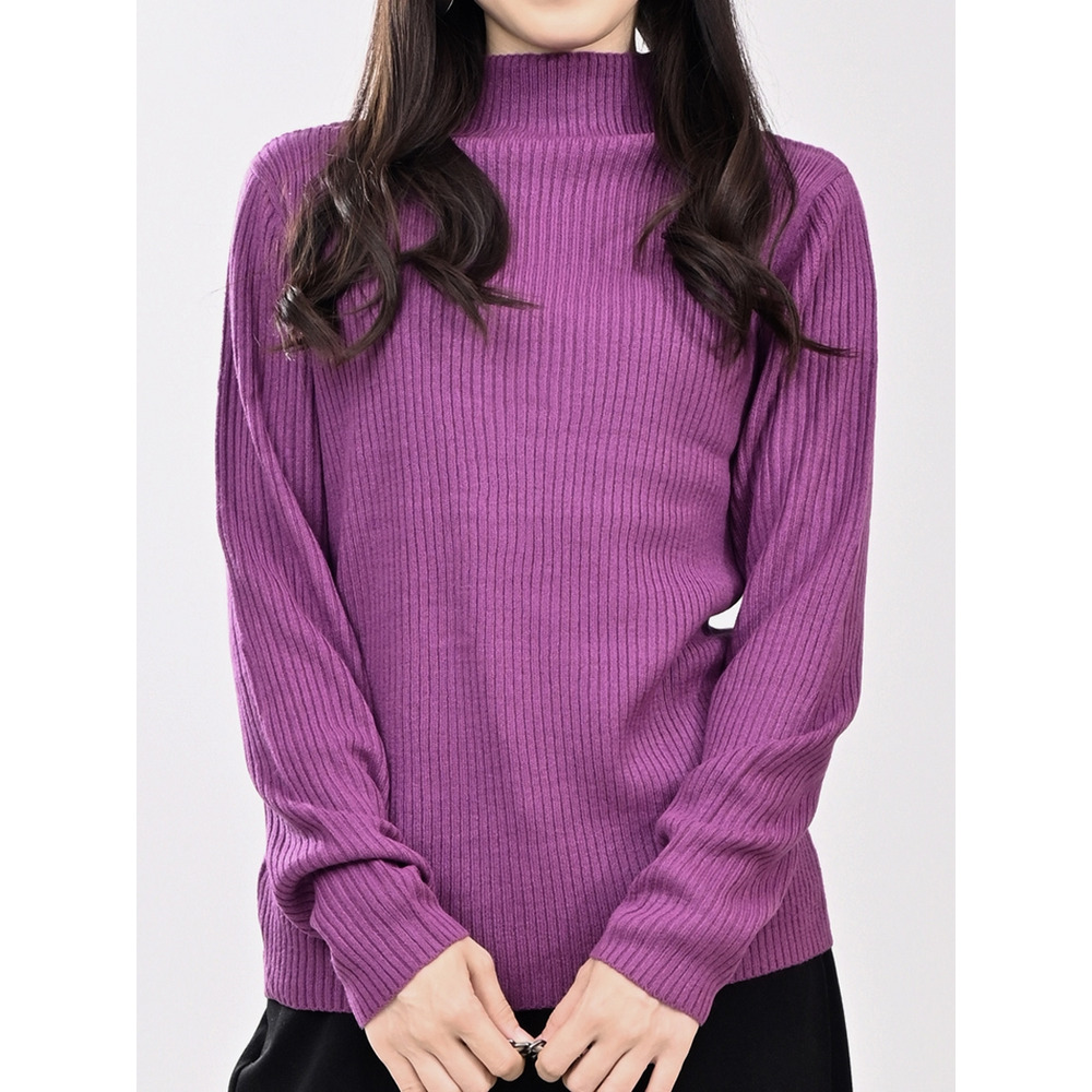 モックネックリブニット 大きいサイズ レディース1