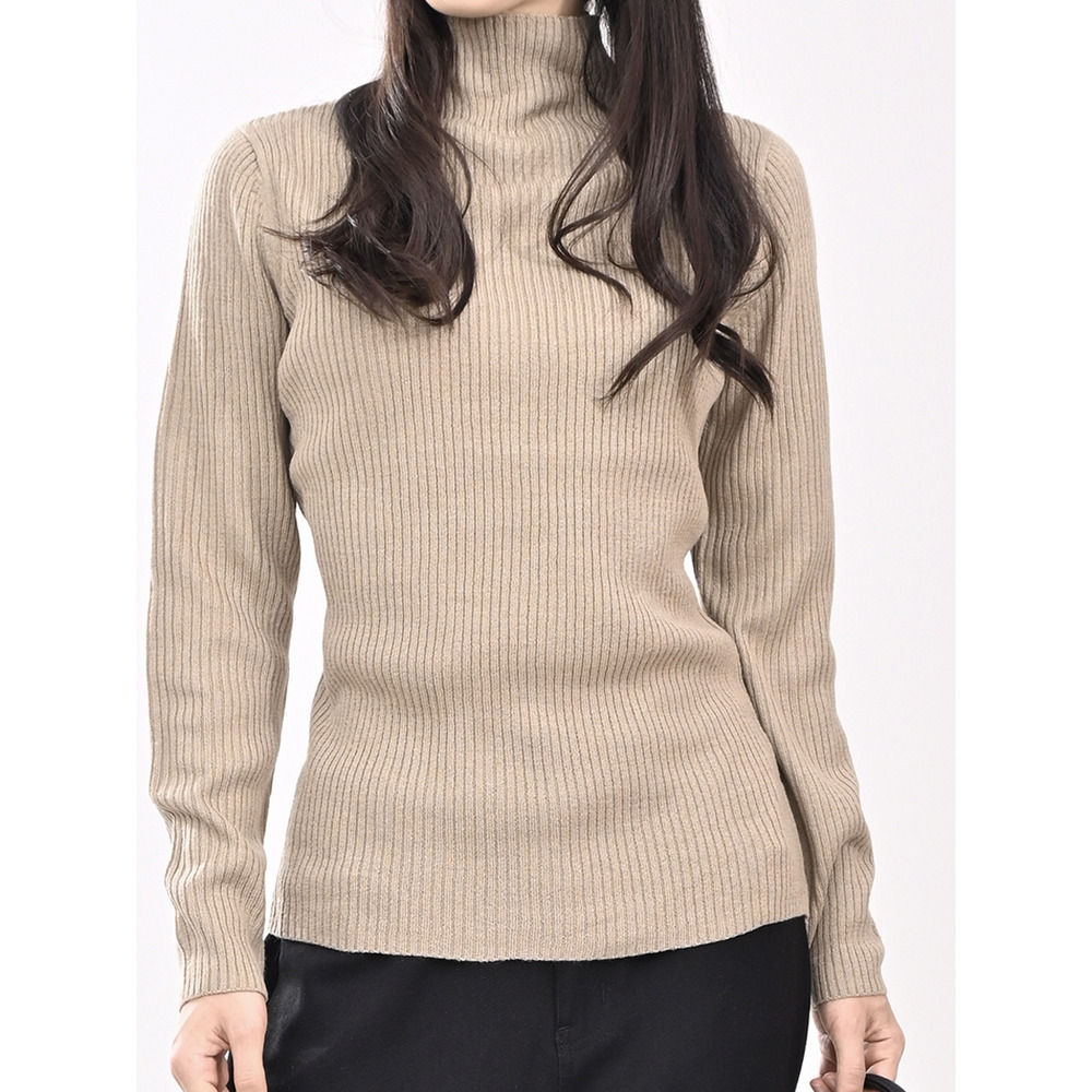 モックネックリブニット 大きいサイズ レディース1