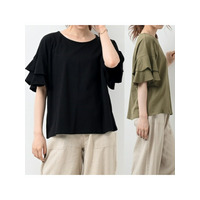 ダブルフリルスリーブプルオーバー　大きいサイズ レディース