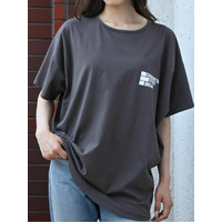 フロントバックロゴプリント オーバーサイズTシャツ　大きいサイズレディース