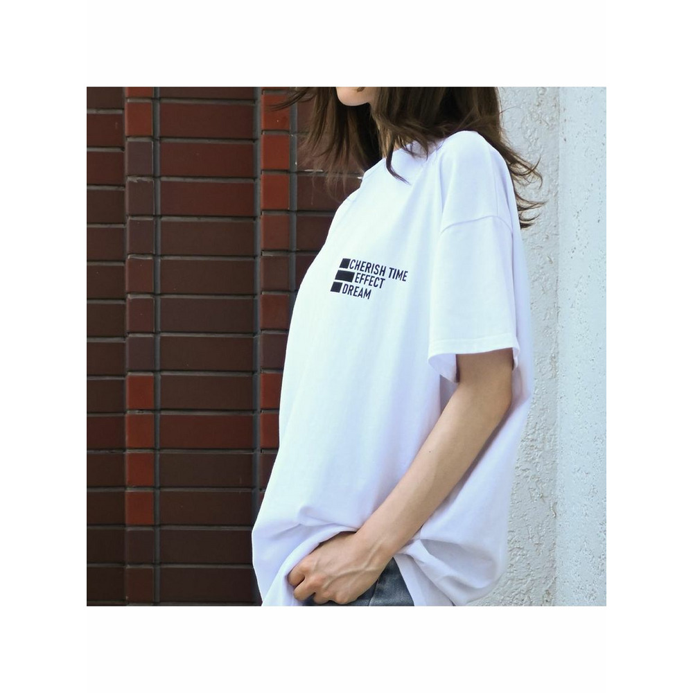 フロントバックロゴプリント オーバーサイズTシャツ　大きいサイズレディース14