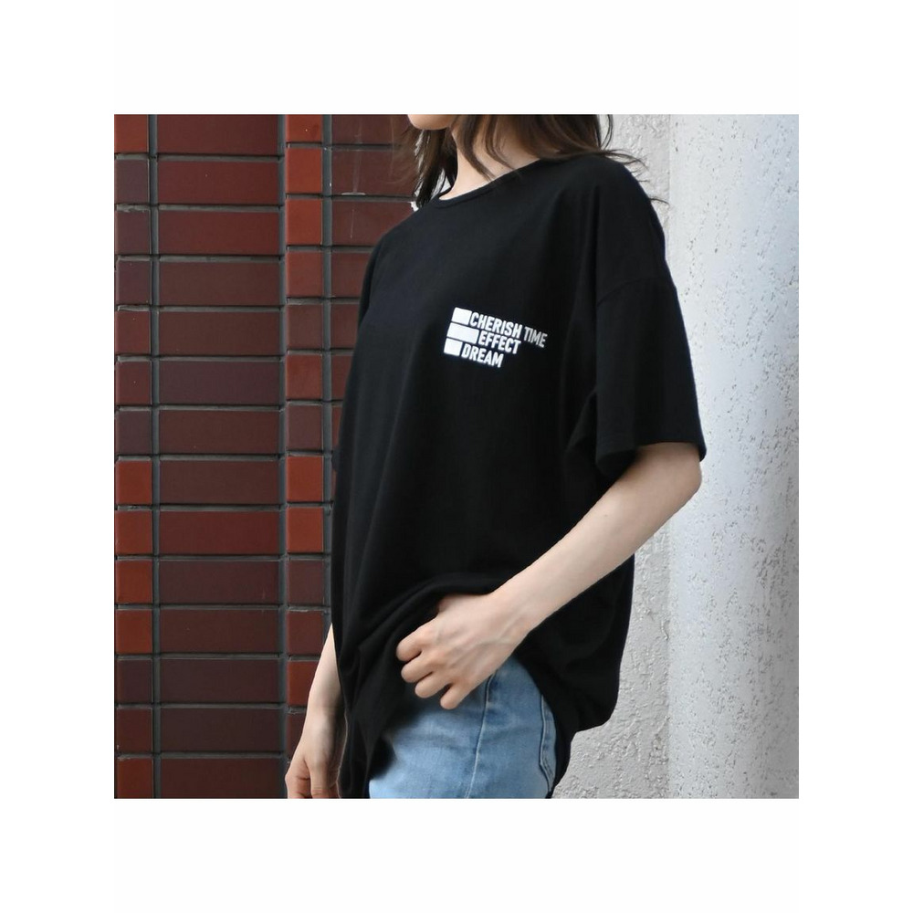 フロントバックロゴプリント オーバーサイズTシャツ　大きいサイズレディース17