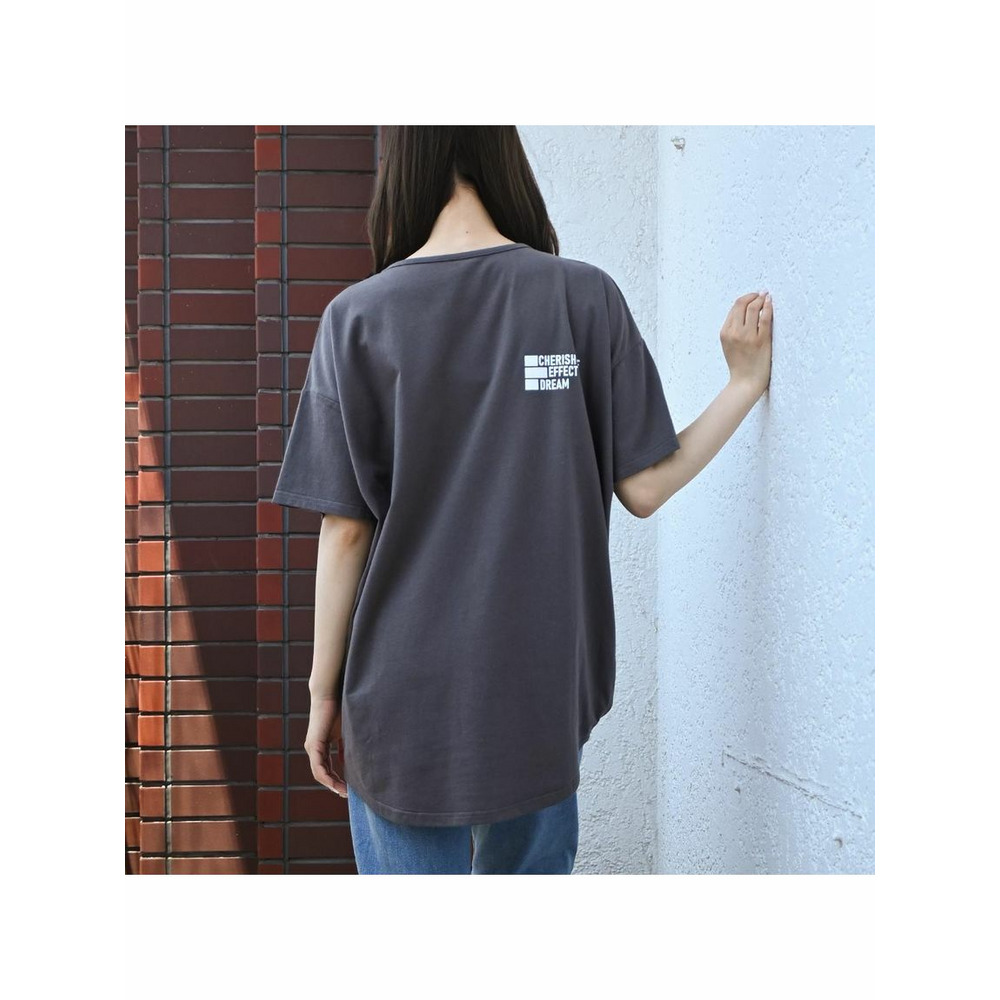 フロントバックロゴプリント オーバーサイズTシャツ　大きいサイズレディース25