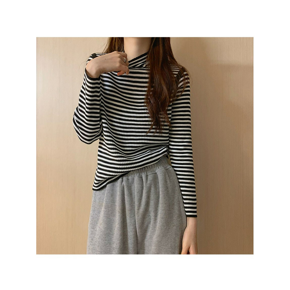 配色パイピングボーダーリブニット 大きいサイズ レディース17