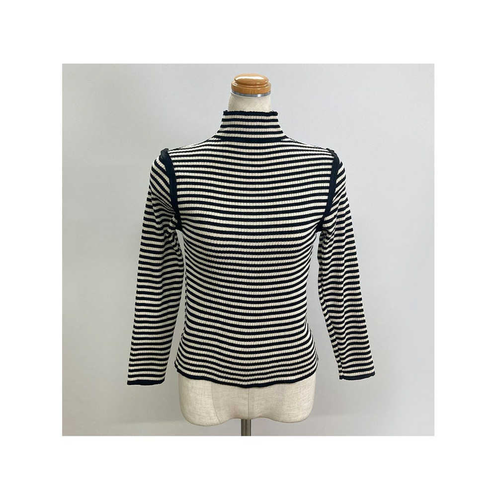 配色パイピングボーダーリブニット 大きいサイズ レディース4