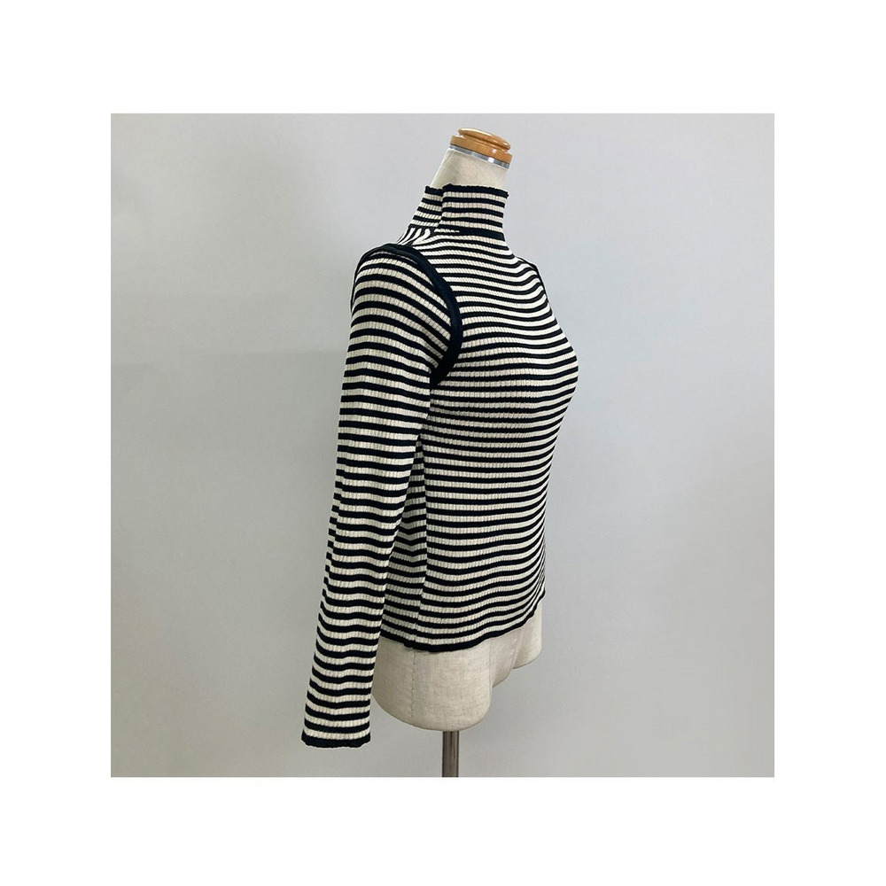 配色パイピングボーダーリブニット 大きいサイズ レディース5